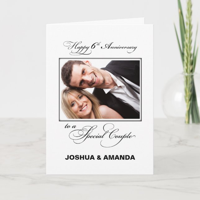 Carte Sixième anniversaire de mariage nom personnalisé/p (Devant)