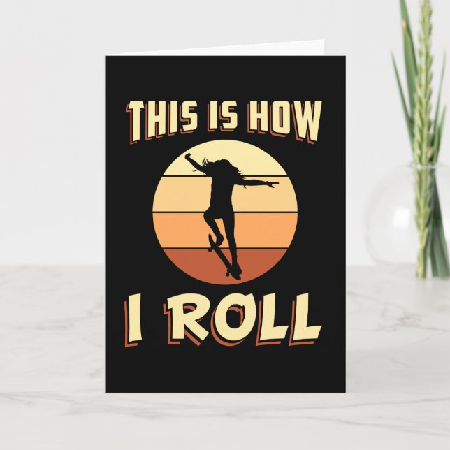 Carte Skate Girl Sk8 Skateboard Retro Idée cadeau (Devant)