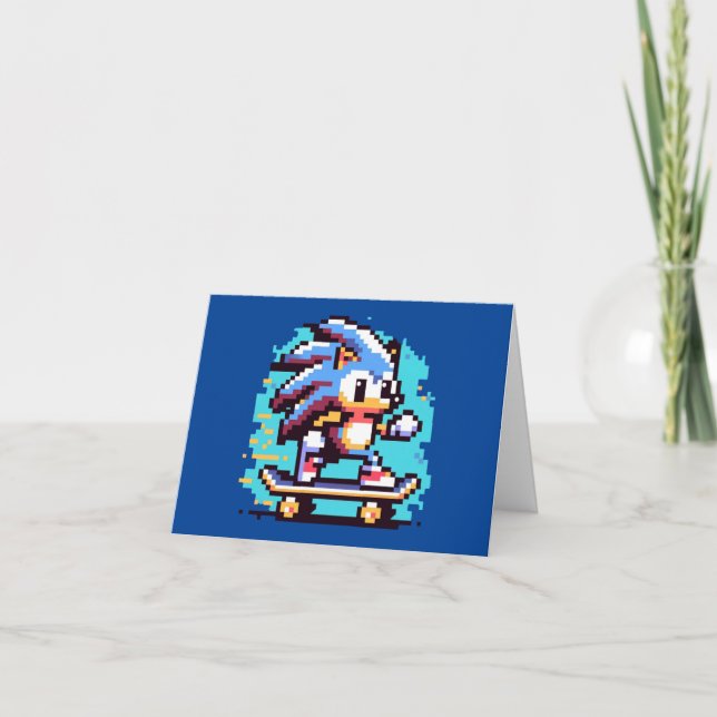 Carte Skate Hérisson Pixel Art Fast & Fun Skateboard (Devant)
