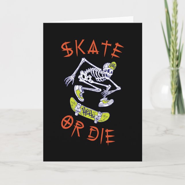 Carte Skate ou die Skeleton Skateboarder (Devant)