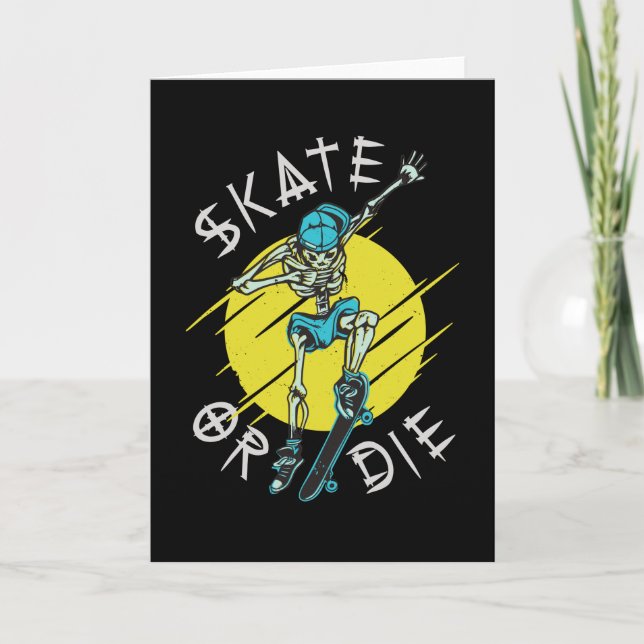 Carte Skate ou die Skeleton Skateboarder (Devant)