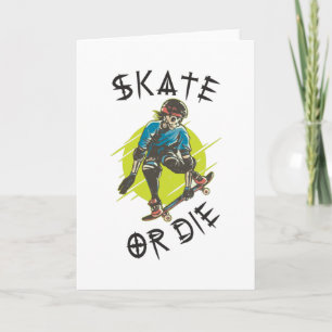 Carte Skate ou meurs Skateur squelette