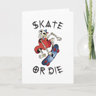 Carte Skate ou mourir drôle Skeleton Skateboarder