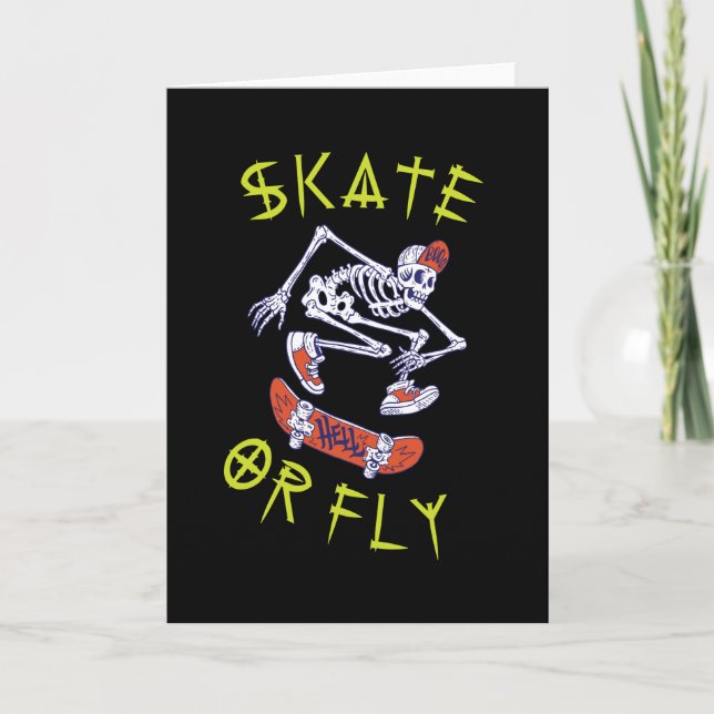 Carte Skate ou volez Skeleton Skateboarder (Devant)