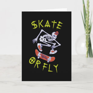 Carte Skate ou volez Skeleton Skateboarder