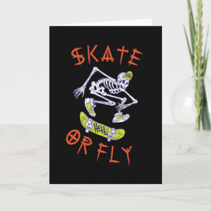 Carte Skate ou volez Skeleton Skateboarder