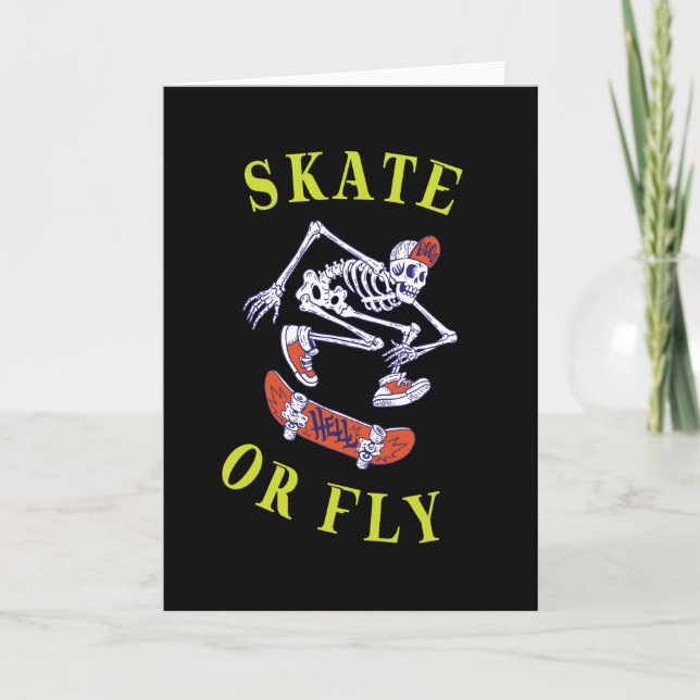 Carte Skate ou volez Skeleton Skateboarder (Devant)
