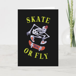 Carte Skate ou volez Skeleton Skateboarder