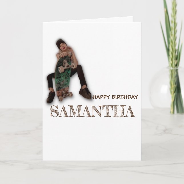 Carte SKATEBOARD HAPPY BANTHDAY Girl (Devant)