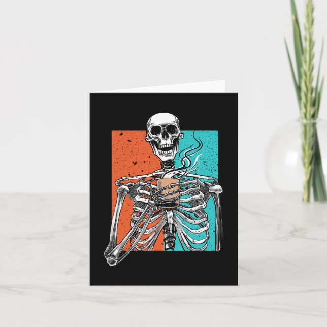 Carte Skeleton Boire Café Lover Drôle Halloween Sku (Devant)
