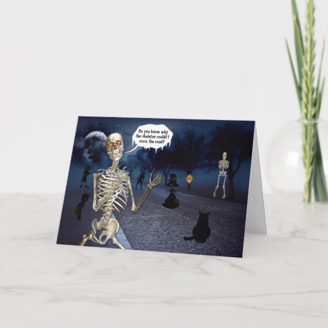Carte Skeleton Drôle Plaisanterie Trick ou Traiter Hallo (Devant)