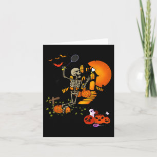 Carte Skeleton Jouer Badminton Sport Effrayant Halloween