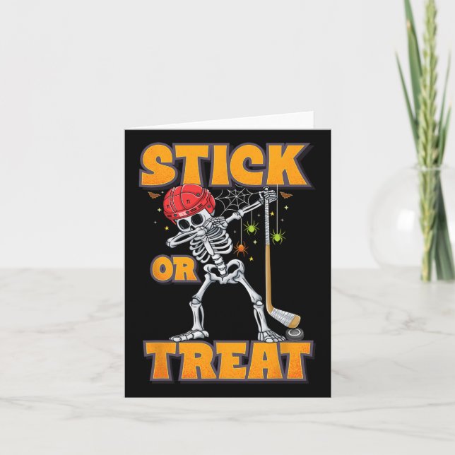 Carte Skeleton Joueur de hockey sur glace Halloween Cost (Devant)