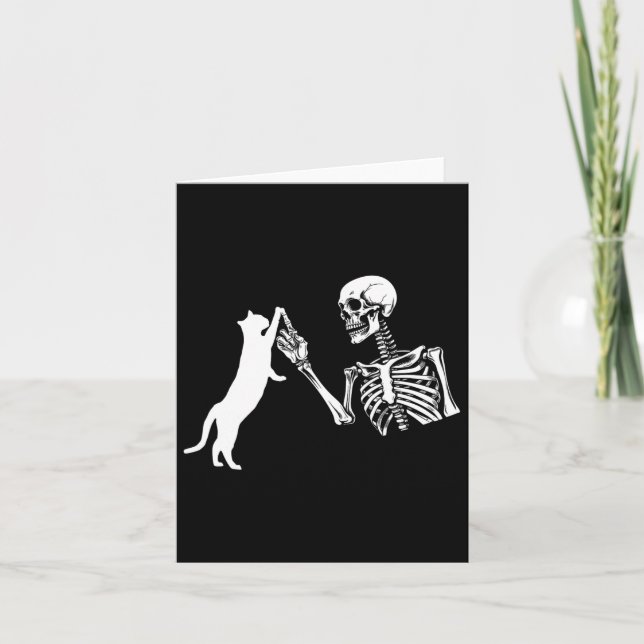 Carte Skeleton Main Jouer Chat Drôle Costume Halloween (Devant)