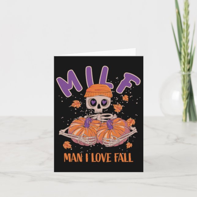Carte Skeleton Man I Love Fall Fun Skeleton Citrouille H (Devant)