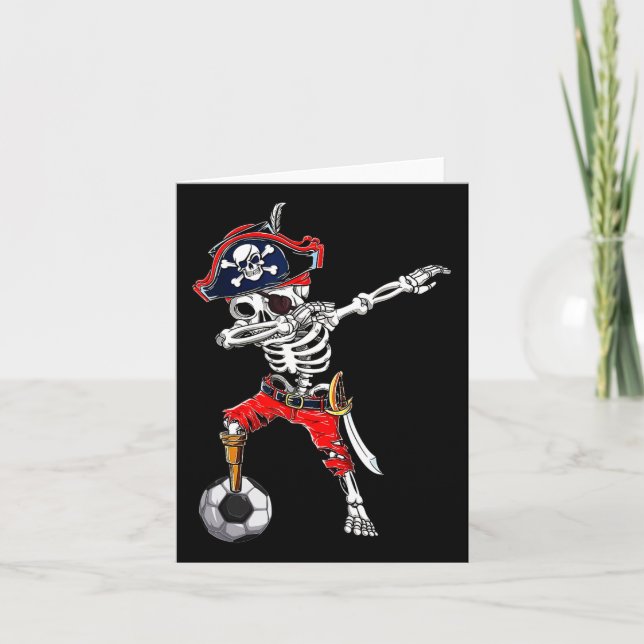 Carte Skeleton Pirate &amp; Soccer Ball Halloween Costum (Devant)
