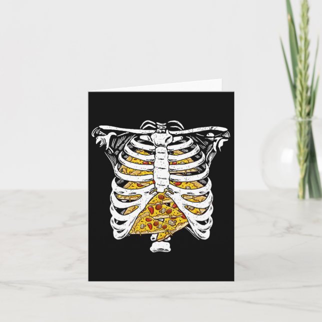Carte Skeleton Rib Cage Avec Pizzas Joyeux Halloween Jou (Devant)