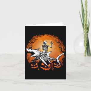 Carte Skeleton Riding Shark Lazy Halloween Costume Funny