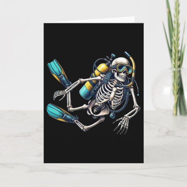 Carte Skeleton Scu Diving Halloween Skeleton Scu Diver (Devant)