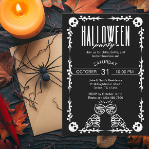Carte Skeleton Skull Bones & Wine Gothique Halloween Par