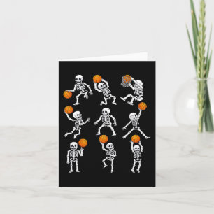 Carte Skeletons de basketball d'Halloween Dunking Dribbl