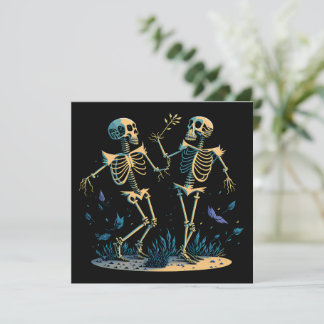 Carte Skeletons de danse Éffrayant Classique Noir
