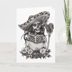 Carte Sketch Skeleton Love Heart