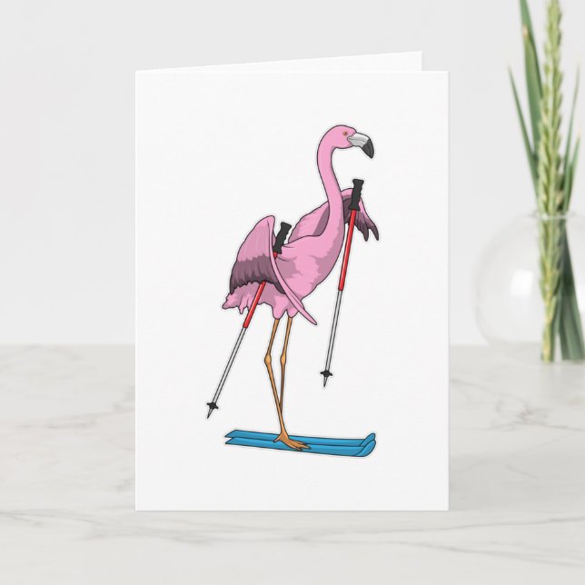 Carte Ski de Flamant rose (Devant)