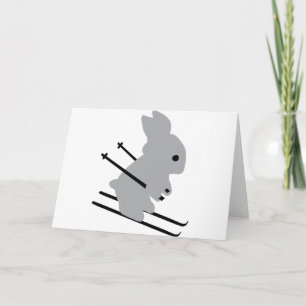Carte ski lapin de ski mignon ski