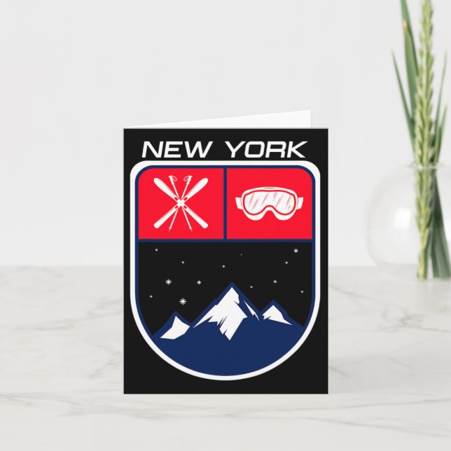 Carte Ski New York Mountain Ski Trail Skier Goggle Po (Devant)