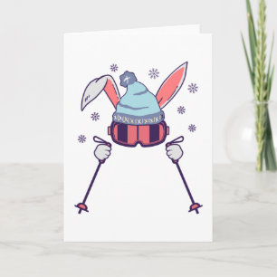 Carte Ski Rabbit avec bâtons de ski ski lunettes de ski 