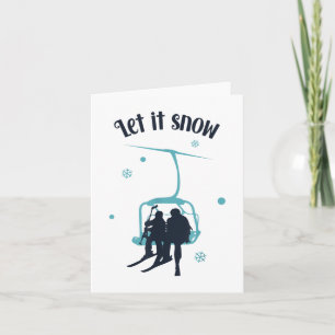 Carte Ski Skieur Ski Rétro Hiver Laissez Neiger Noël