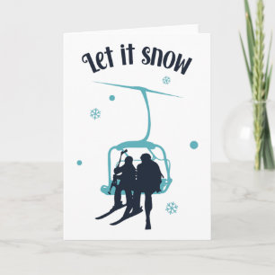 Carte Ski Skieur Ski Rétro Hiver Laissez Neiger Noël