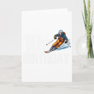 Carte Skieur 10e anniversaire Ski Garçon Fille 10e anniv