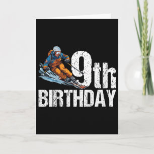Carte Skieur 9e anniversaire Ski garçon fille 9e anniver