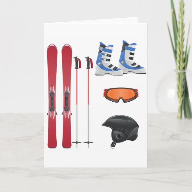 Carte Skis Equipment Greeting Cards (Devant)