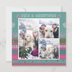 Carte Skis et voeux Noël Neige hiver Ski 3 Photo
