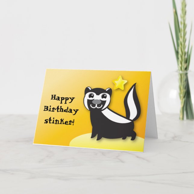 Carte SKUNK mignon Kawaii sourire (Devant)