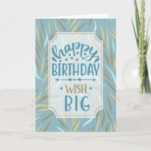 Carte Sky Blue Botanique d'anniversaire avec des tons Br