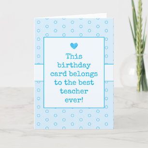 Carte Sky Blue Meilleur Enseignant Toujours Typographie 