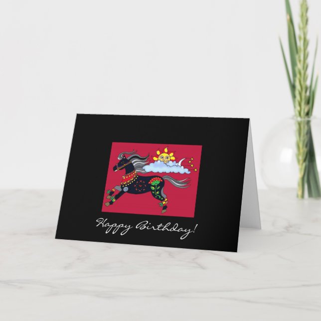 Carte Sky Pony Ukrainien Folk Art par Vera Trembach (Devant)