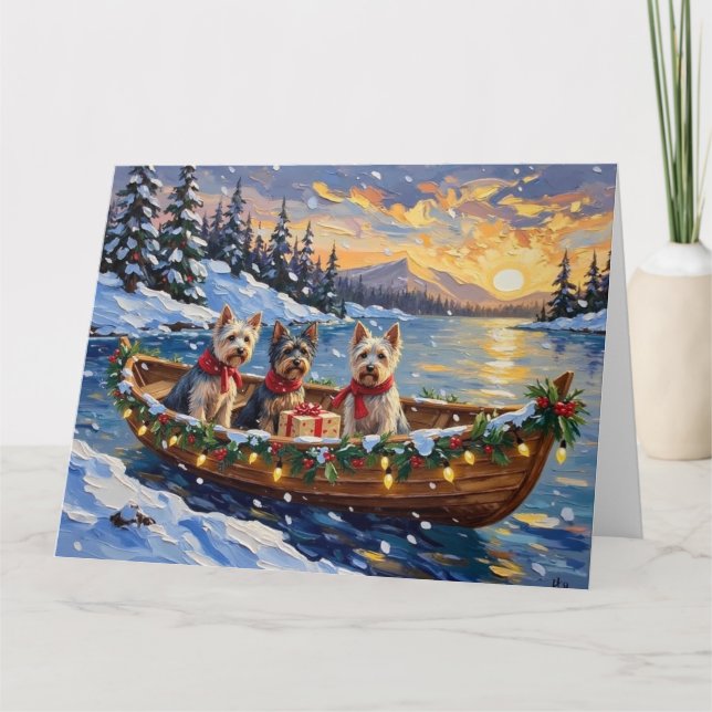 Carte Skye Terrier Christmas Boat Holiday (Devant)