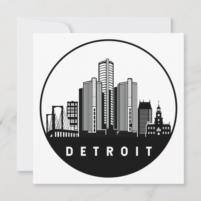 Carte Skyline Detroit Michigan (Devant)
