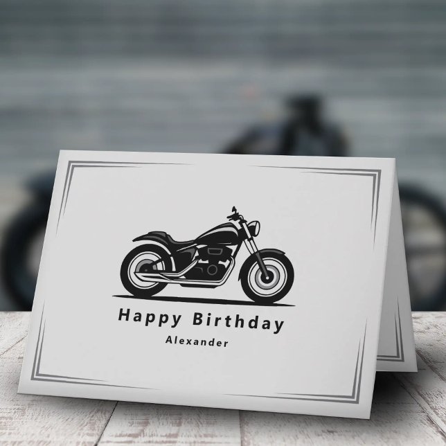 Carte Sleek Black Motorcycle Silhouette Birthday Card (Sleek Black Motorcycle Silhouette Birthday Card)