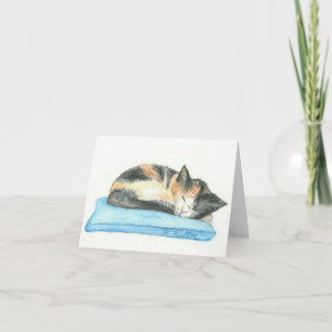 Carte Sleeping Calico Kitten Notecard