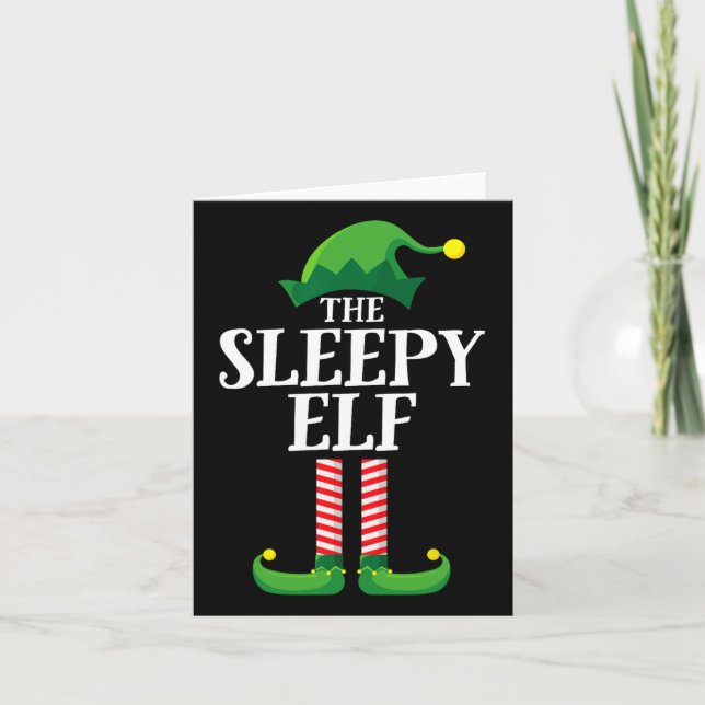 Carte Sleepy Elf Correspondance Famille Groupe Noël (Devant)