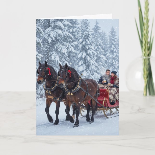 Carte Sleigh rides and snowfall- Christmas Card (Devant)