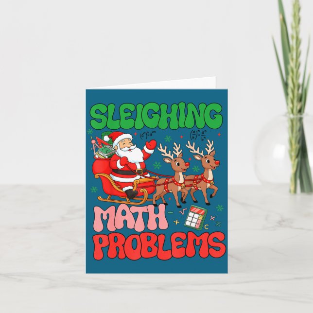 Carte Sleighing Math Problems Funny Teacher Christmas Qu (Devant)