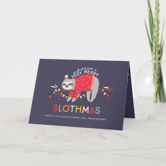 Carte Sloth Christmas photo Holiday (Devant)