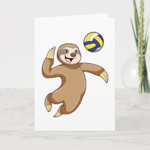 Carte Sloth comme joueur de volleyball avec volleyball